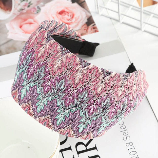 Crochet Flower Hairband Hair Hoop Mesh Headbands for Women Hair Accessories