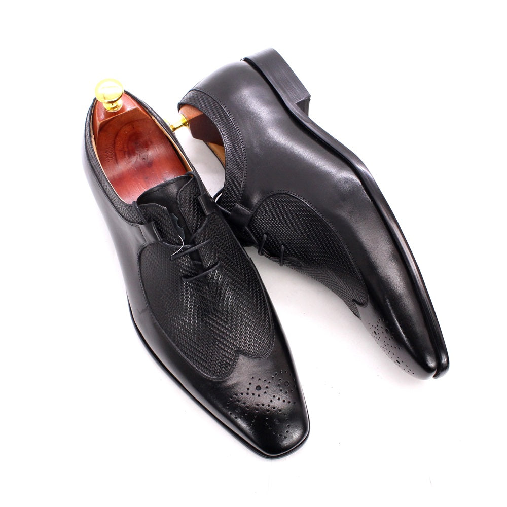 Luxury Men's Wingtip Oxford Dress Shoes Genuine Leather