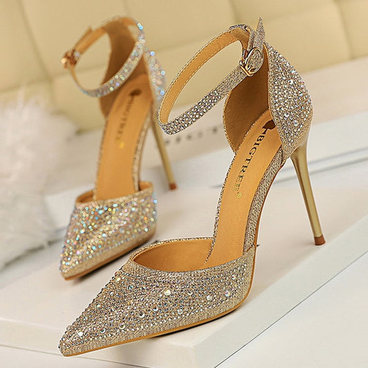Shiny Rhinestones High Heels Ladies Shoes