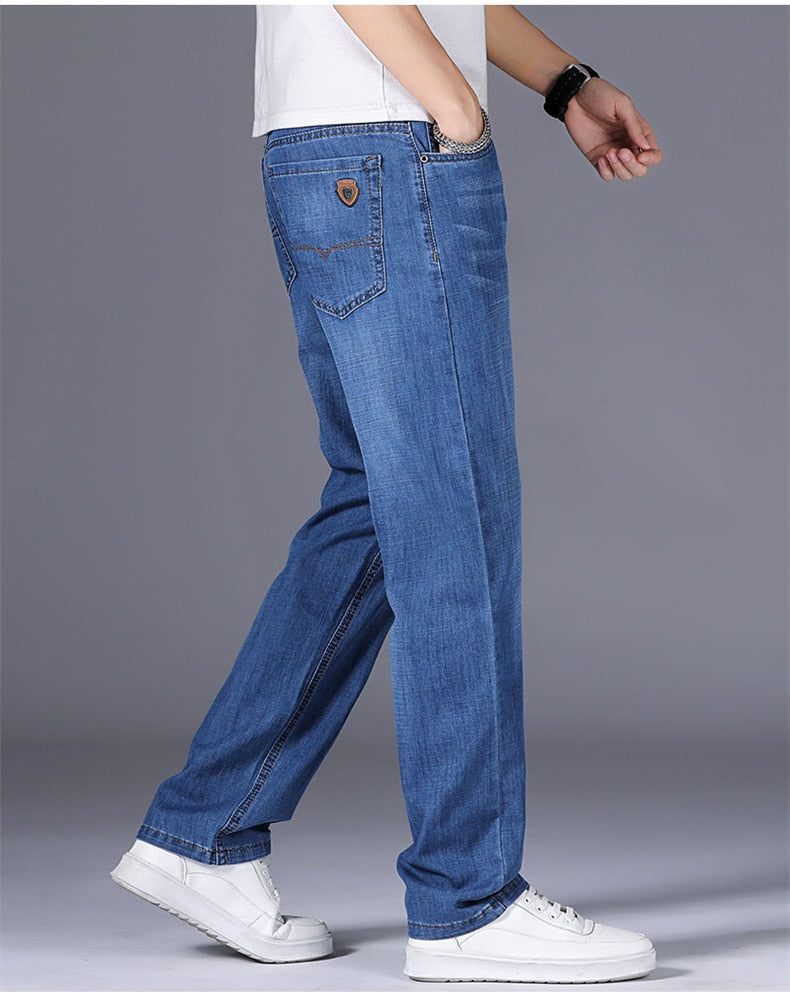 Casual Loose Straight-Leg Denim Trousers Brand Slim Pants