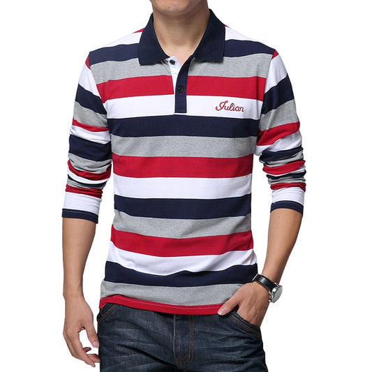 Cotton Long Sleeve Striped Shirt Fashion Classic