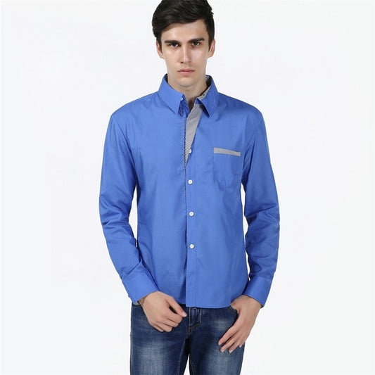 Men Dress Shirts Casual Long Sleeve Business Formal Shirt