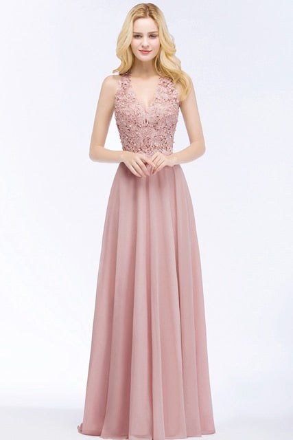 Floor Length Formal Party Gown Evening Dress A Line Dresses with Pearls