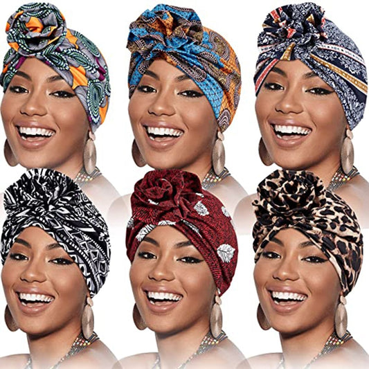 Floral Print Turban Women National Wind Muslim Hat Bandana