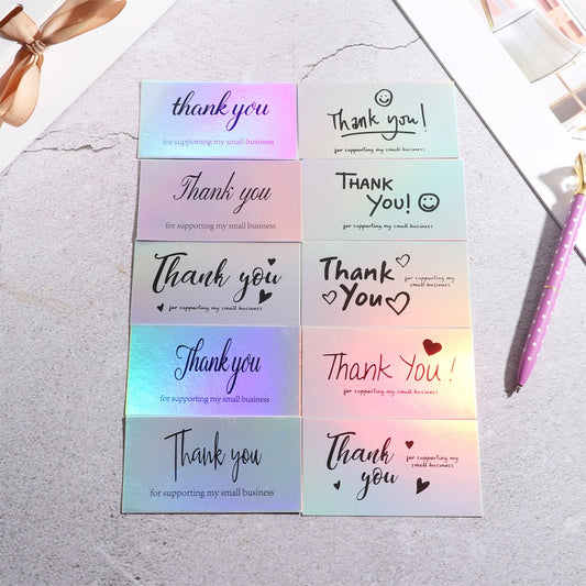 50 Pcs Thank You For Supporting My Small Business Reflective Laser