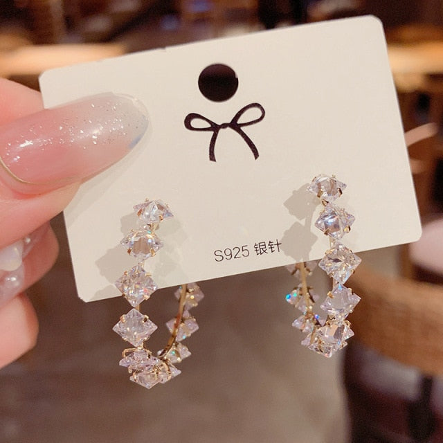 Women Full Crystal Pearl Tassel Drop Earring