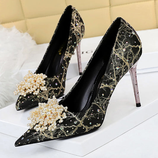 Woman Pumps Rhinestone High Heels Shoes