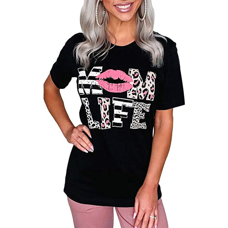 Letter Print T-shirts Round Neck Fashion Tee Shirt Female Casual Summer Top