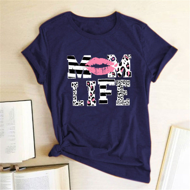 Letter Print T-shirts Round Neck Fashion Tee Shirt Female Casual Summer Top