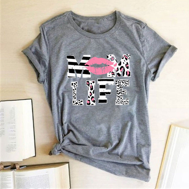 Letter Print T-shirts Round Neck Fashion Tee Shirt Female Casual Summer Top