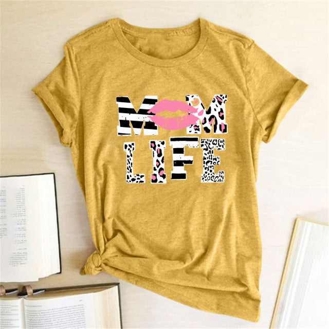 Letter Print T-shirts Round Neck Fashion Tee Shirt Female Casual Summer Top