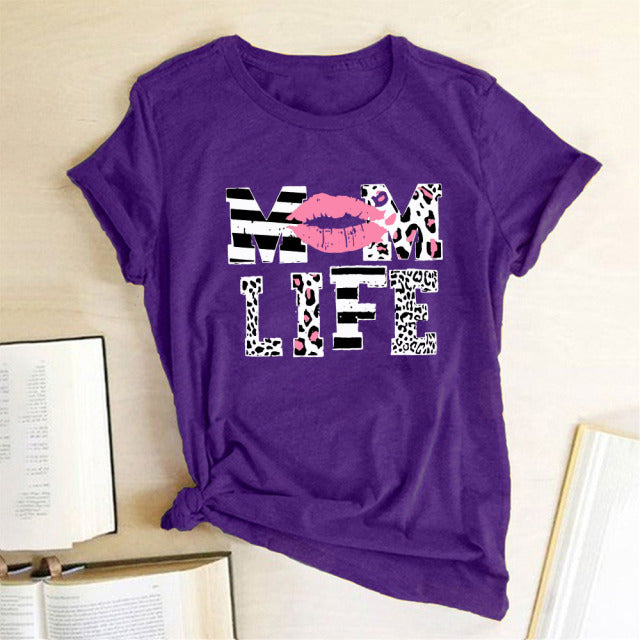 Letter Print T-shirts Round Neck Fashion Tee Shirt Female Casual Summer Top