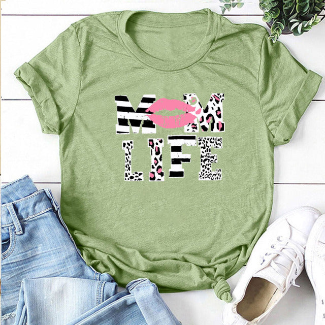 Letter Print T-shirts Round Neck Fashion Tee Shirt Female Casual Summer Top
