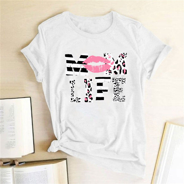 Letter Print T-shirts Round Neck Fashion Tee Shirt Female Casual Summer Top