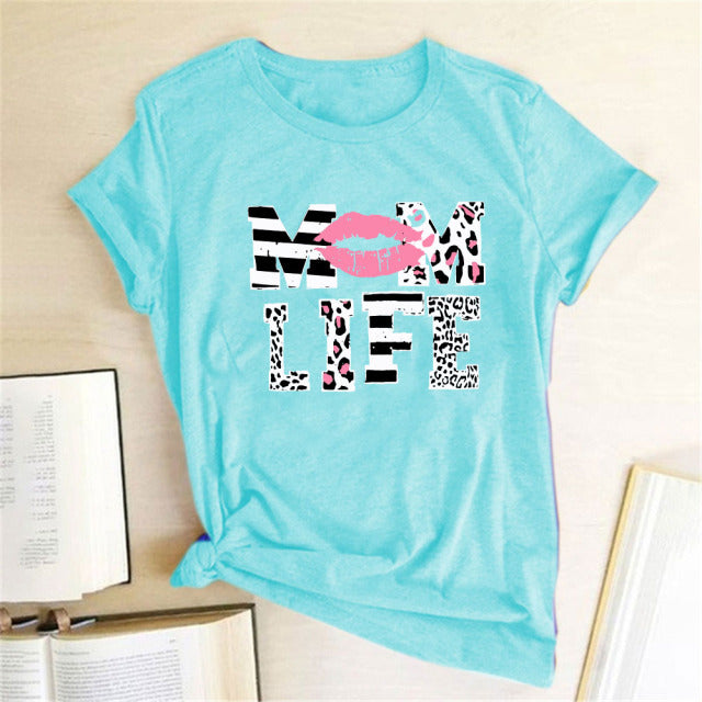 Letter Print T-shirts Round Neck Fashion Tee Shirt Female Casual Summer Top
