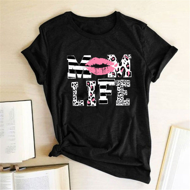 Letter Print T-shirts Round Neck Fashion Tee Shirt Female Casual Summer Top