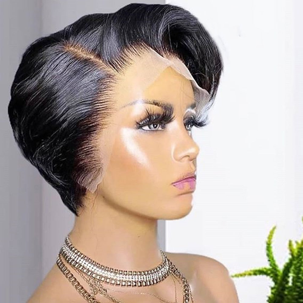 Short Pixie Cut Wig Transparent Lace Human Hair Wigs