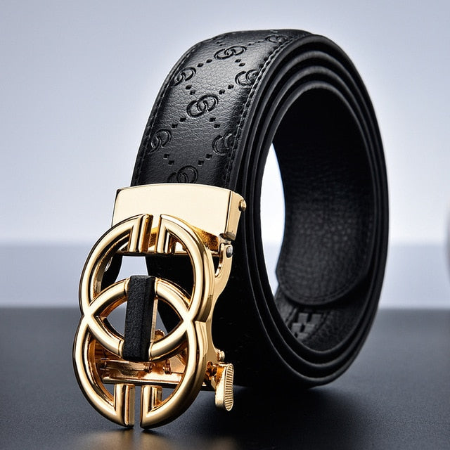Men High Quality Women Genuine Real Leather Dress Strap Double G Belt for Jeans