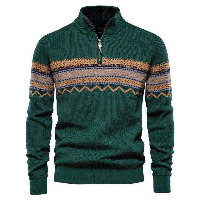 Zipper Men Casual Streetwear Spliced Pullovers Mens Sweaters