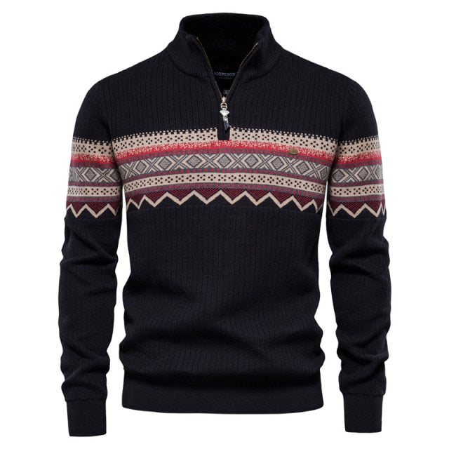 Zipper Men Casual Streetwear Spliced Pullovers Mens Sweaters