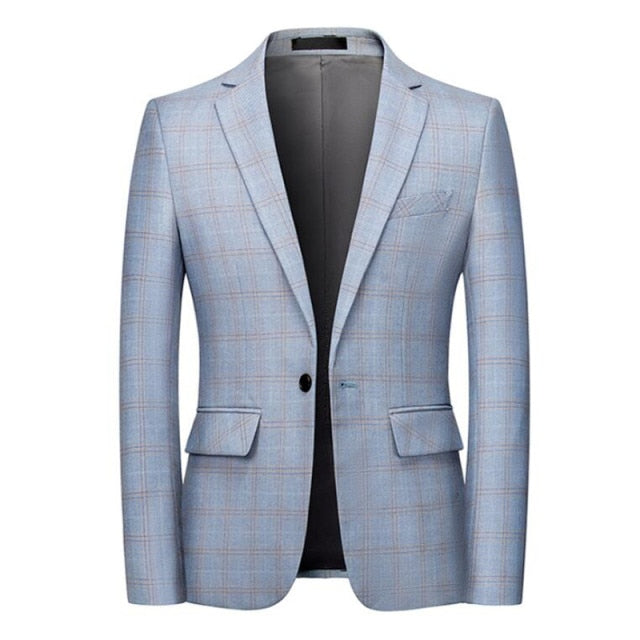 Casual Men plaid Blazer Cotton Slim England Suit Blaser