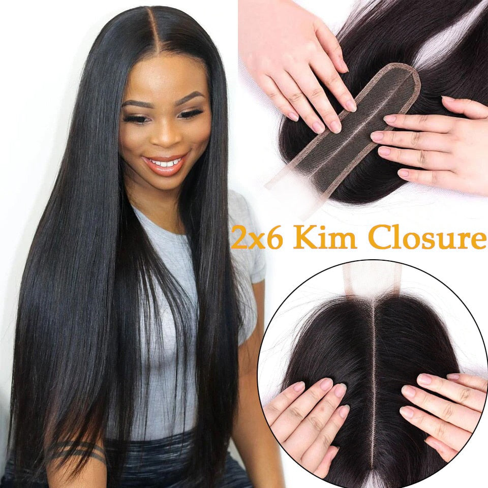 Straight 2x6 Transparent Lace Closure With Pre Plucked Baby Hair Bleached Knot