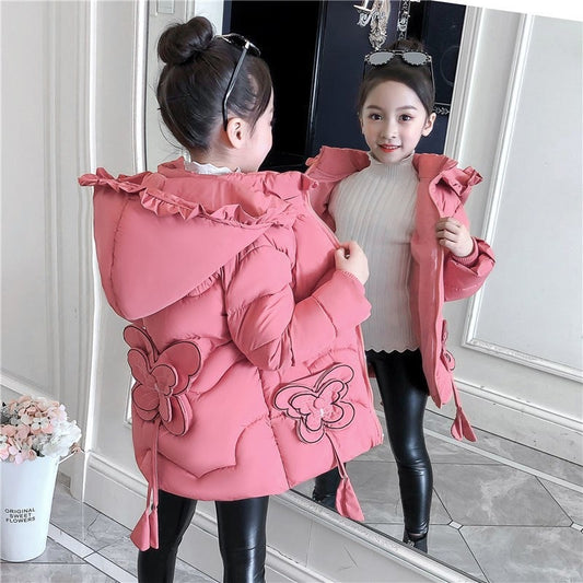 Fashion Thickening And Real Warmth Down Cotton Mid-Length Coat