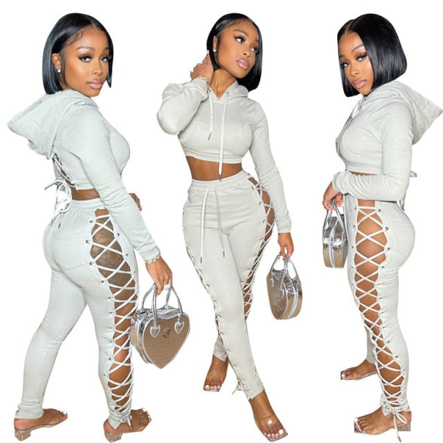 10PCS Women Fashion Two Piece Set Tracksuit Sweatshirt