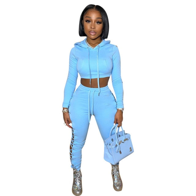 10PCS Women Fashion Two Piece Set Tracksuit Sweatshirt