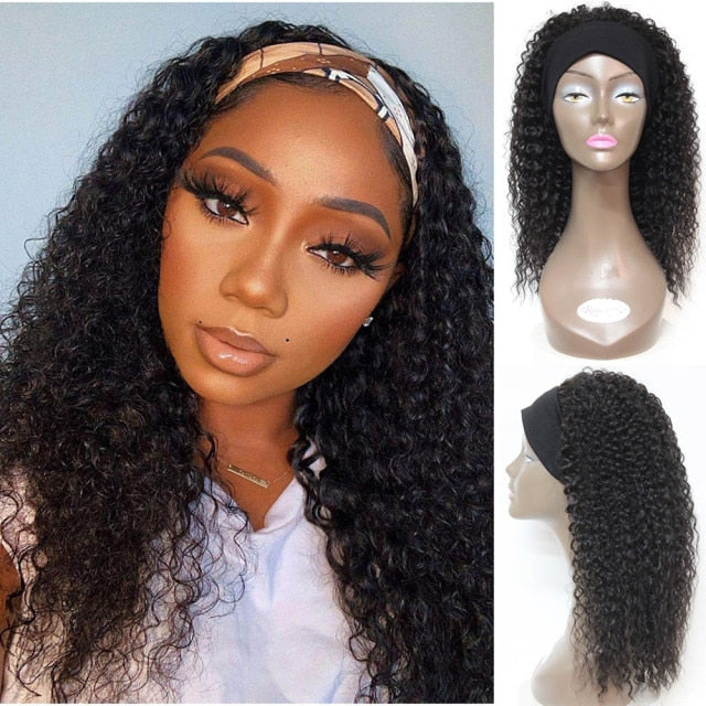 Headband Wigs Kinky Curly Synthetic Wig Afro 150% Density