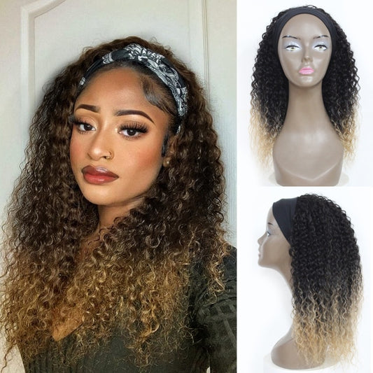 Headband Wigs Kinky Curly Synthetic Wig Afro 150% Density