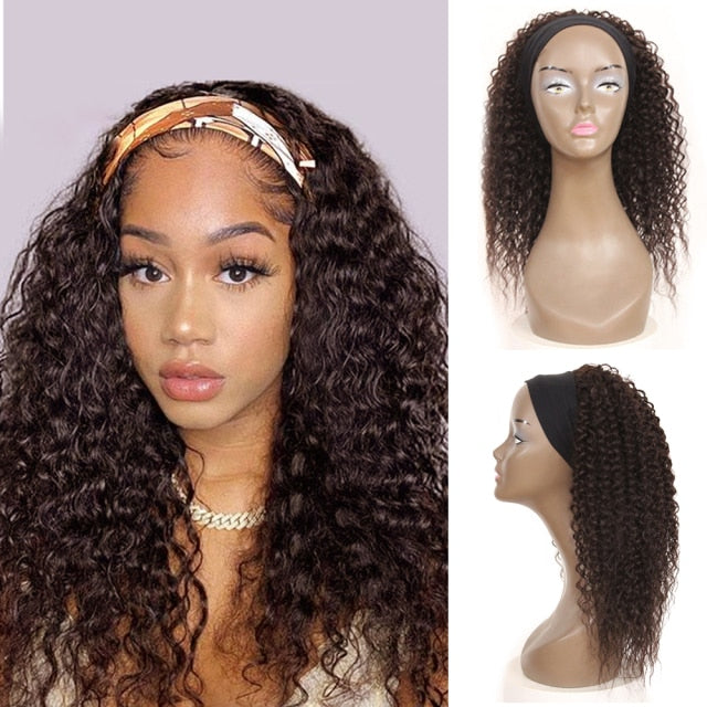 Headband Wigs Kinky Curly Synthetic Wig Afro 150% Density