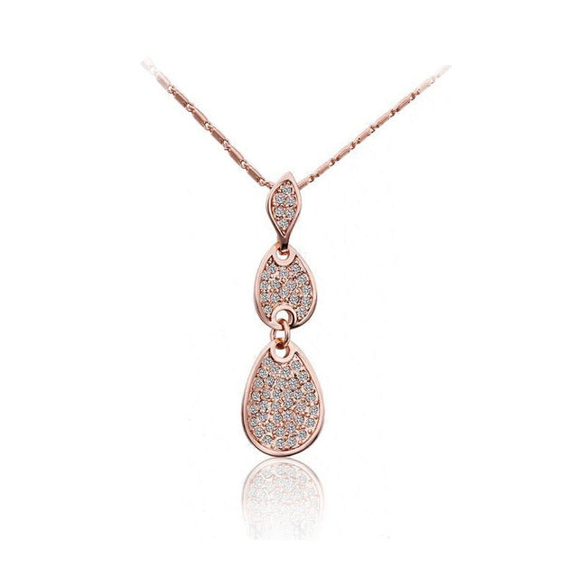 Crystal gold-color Noble Elegance Jewelry Necklace Earring ring Set