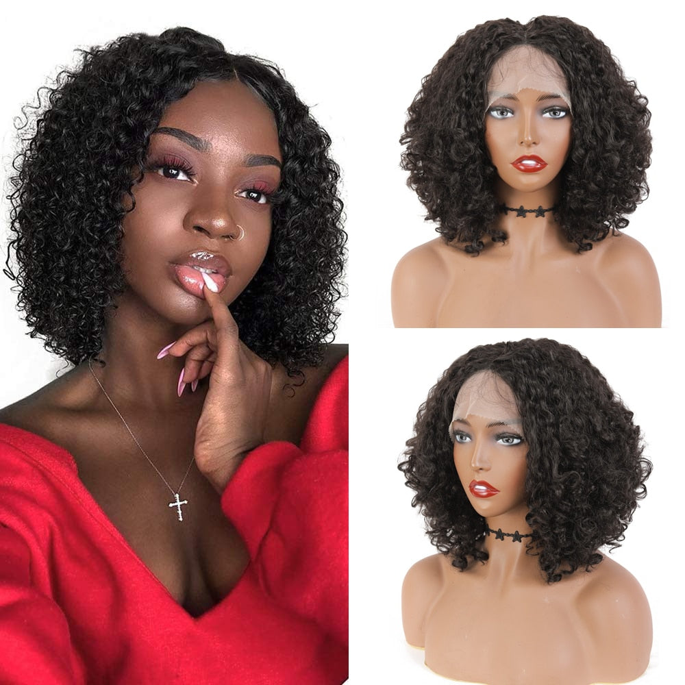 12 Inches Synthetic Lace Front Wig Middle Part Lace Wig With Pre Plucked Baby Hair