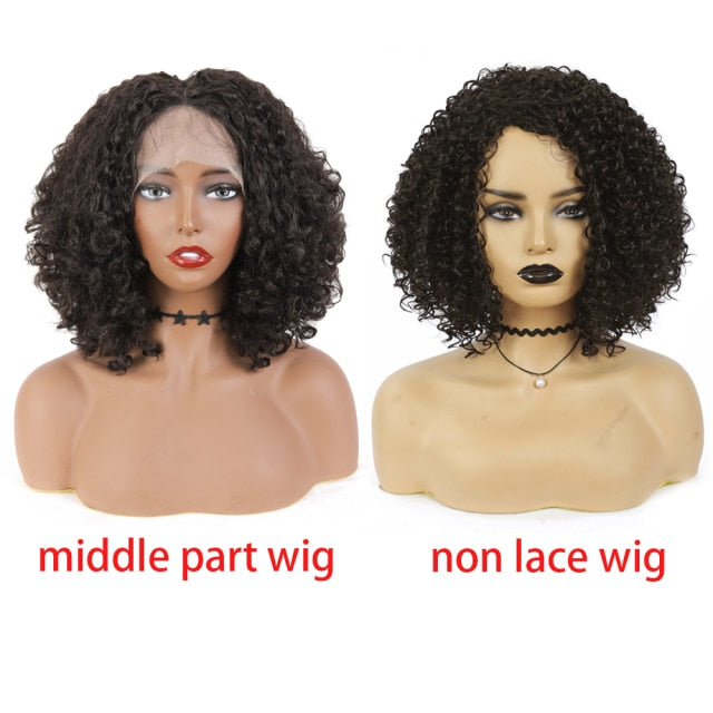 12 Inches Synthetic Lace Front Wig Middle Part Lace Wig With Pre Plucked Baby Hair