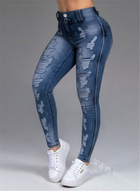 10pcs Fashion Jeans High Waist Denim Pencil Pants