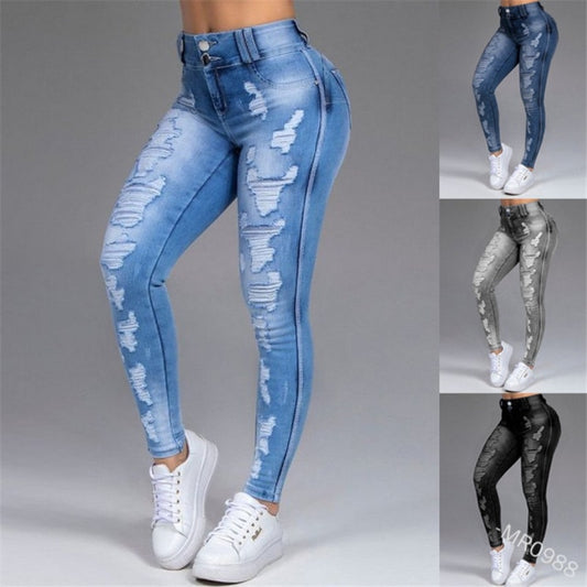 10pcs Fashion Jeans High Waist Denim Pencil Pants