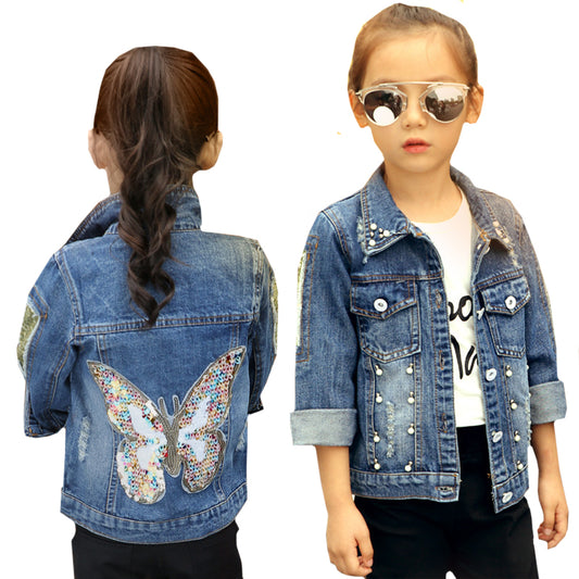 Girls Denim Jacket Cardigan Coat