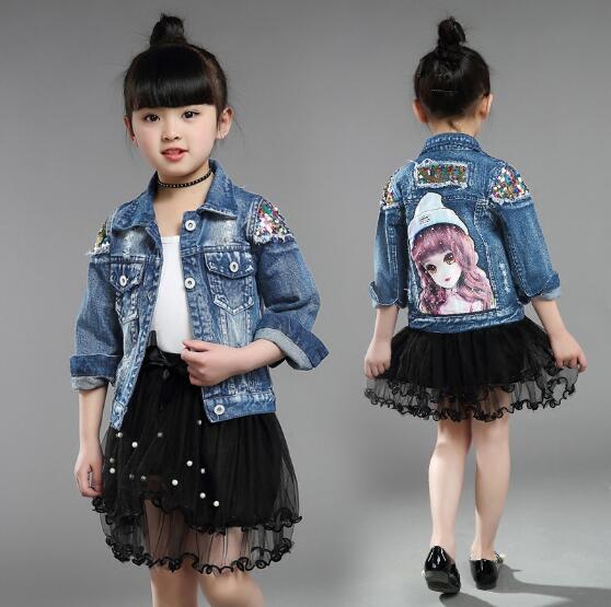 Girls Denim Jacket Cardigan Coat