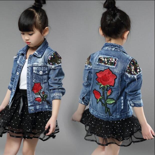 Girls Denim Jacket Cardigan Coat