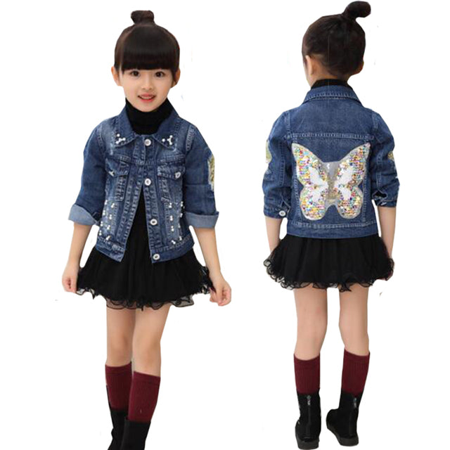 Girls Denim Jacket Cardigan Coat