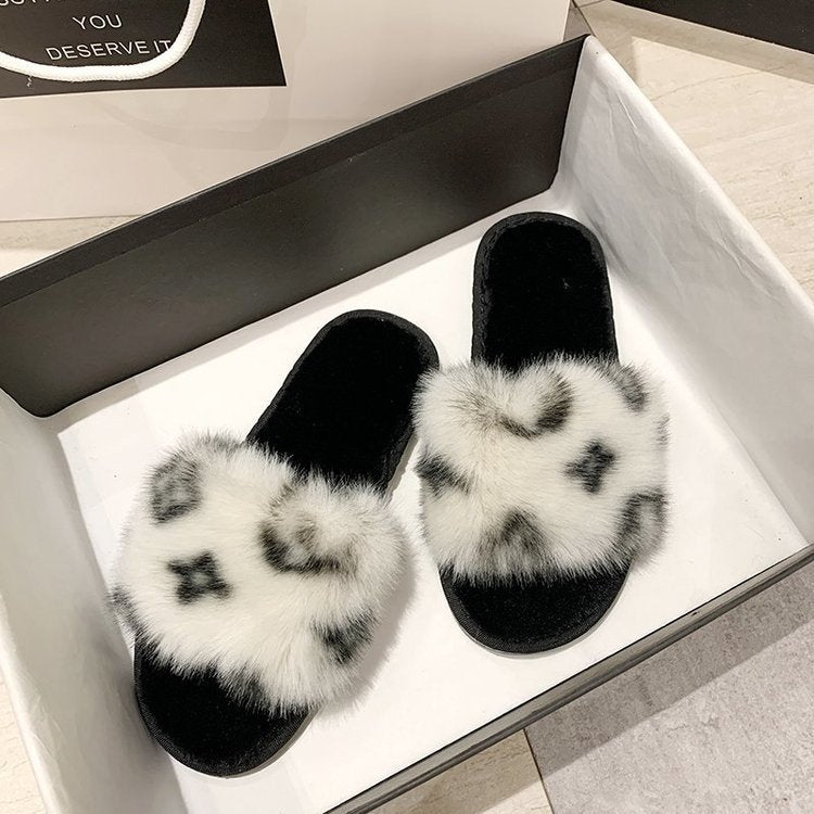 Flat Bottom Casual Hairy Slippers