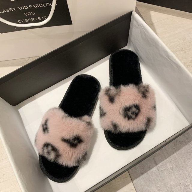 Flat Bottom Casual Hairy Slippers