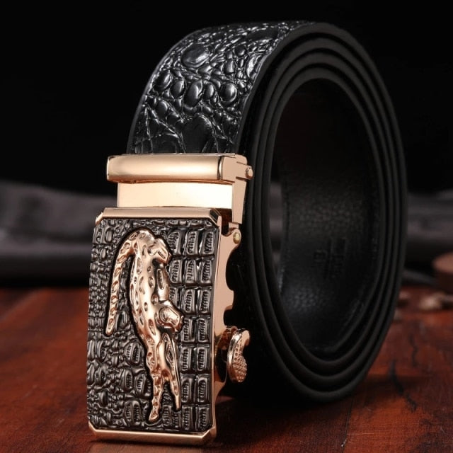 Men's leather belt with automatic buckle trousers cowhide genuine leather