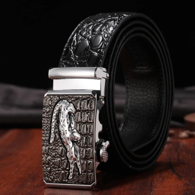 Men's leather belt with automatic buckle trousers cowhide genuine leather