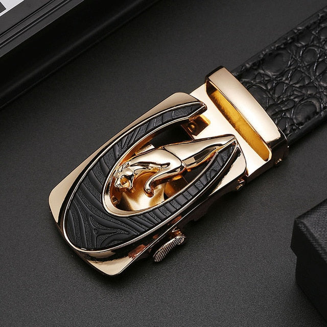 Men's leather belt with automatic buckle trousers cowhide genuine leather