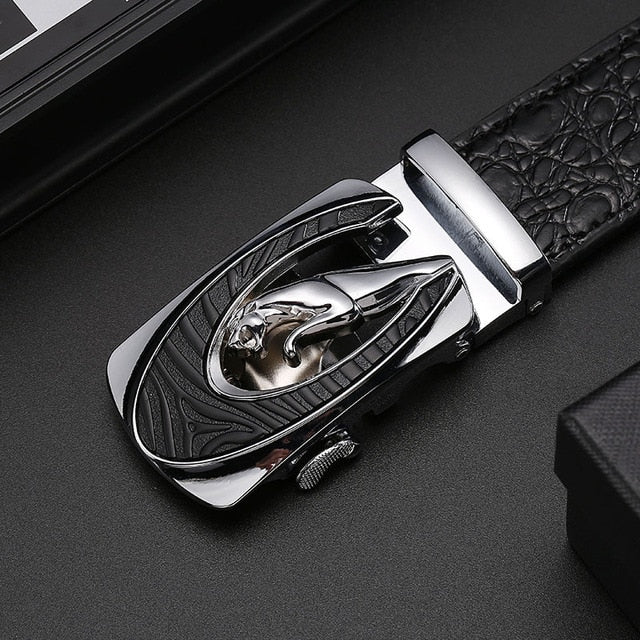 Men's leather belt with automatic buckle trousers cowhide genuine leather