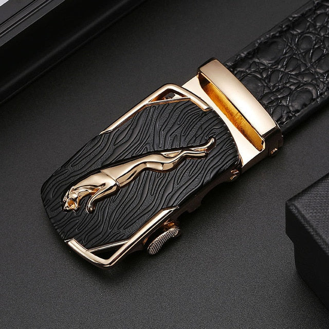 Men's leather belt with automatic buckle trousers cowhide genuine leather