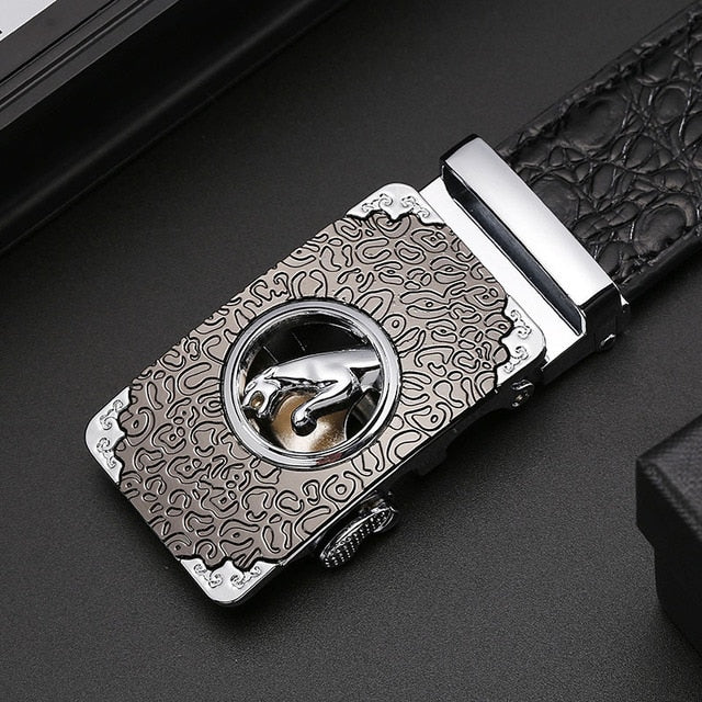 Men's leather belt with automatic buckle trousers cowhide genuine leather