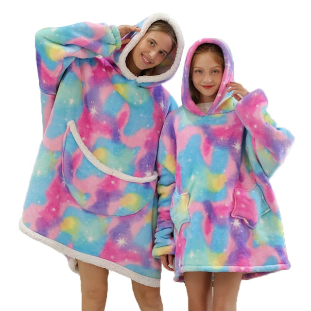 Winter Sherpa Blanket Plush Fleece Family Matching Hoodie Sweatshirt